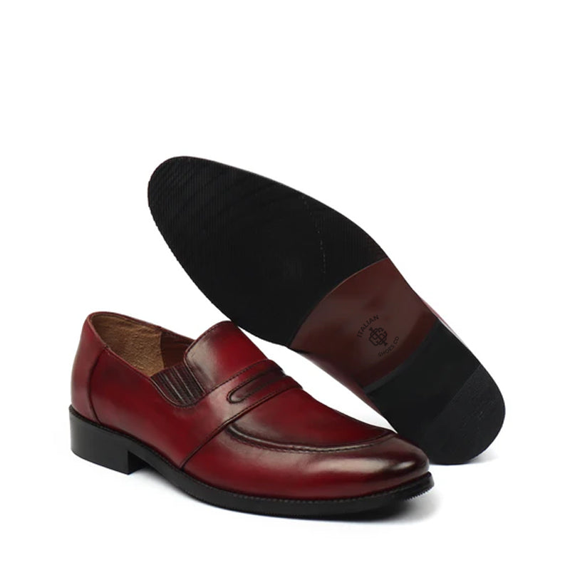 Burgundy Leather Penny Loafer For Men