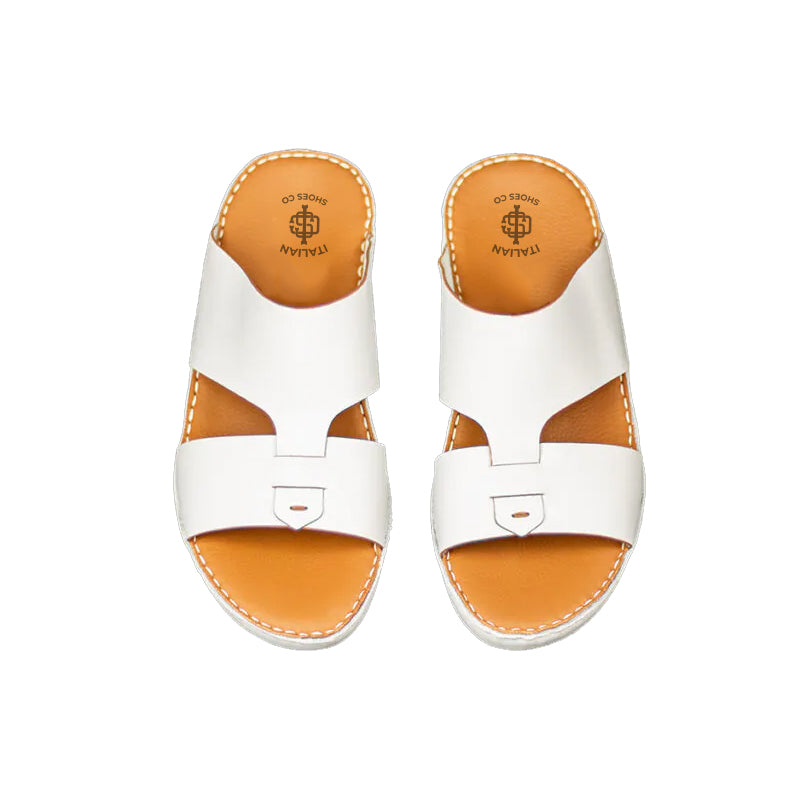 Premium Open Toe Leather Stich Comfort Arabic Off White Sandal