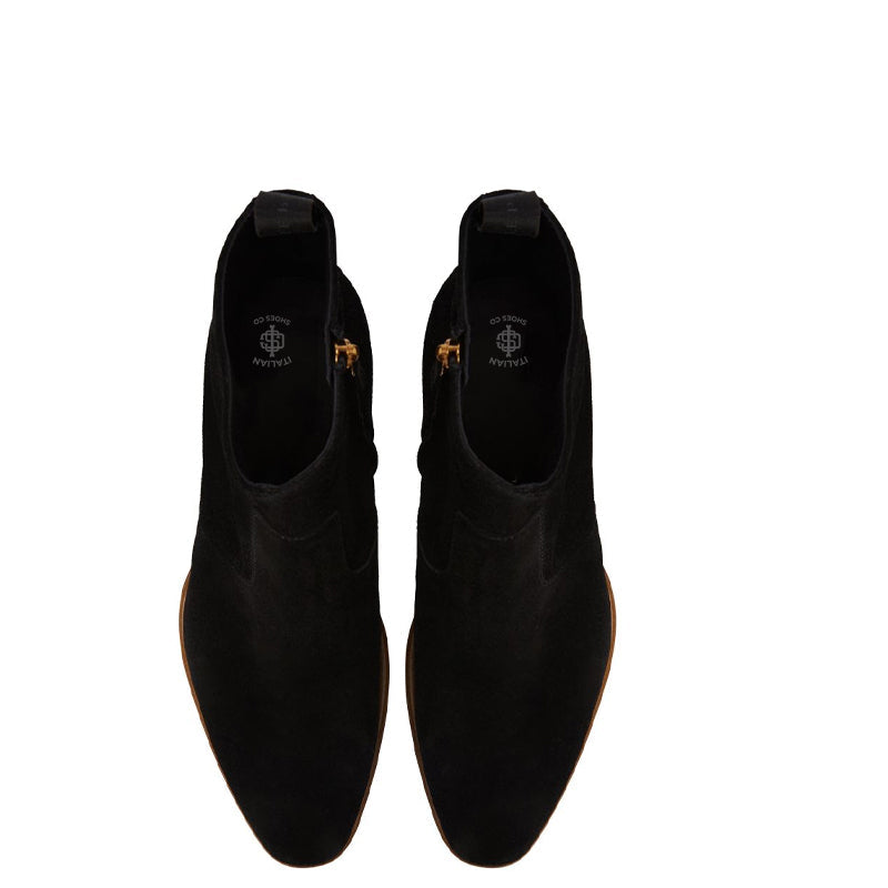 Handmade Suede Leather Side Zipper Ankle Brown Boot