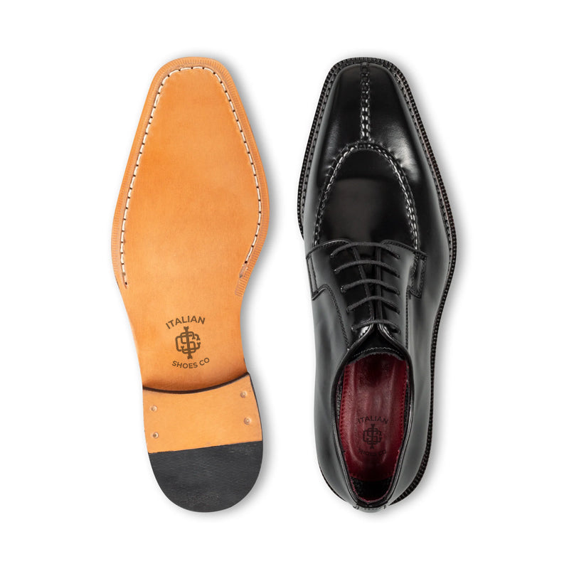 Polished Shiny Leather Formal Derby Shoe Black