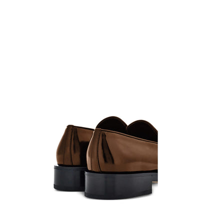 Men Silver Toe Solid Leather Loafers