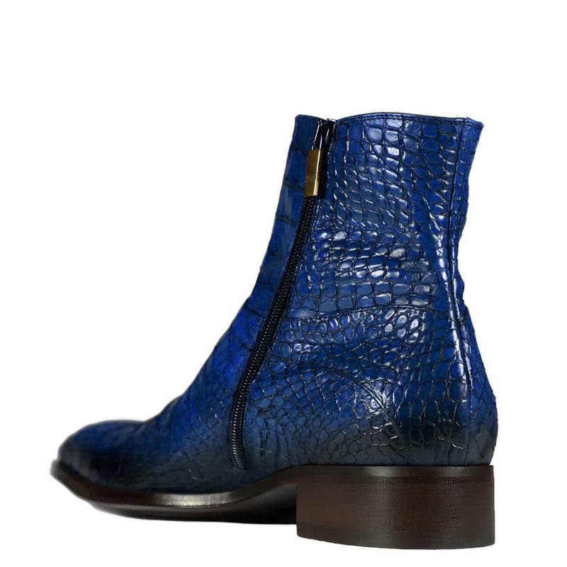 Croco Leather Zip Up Boots