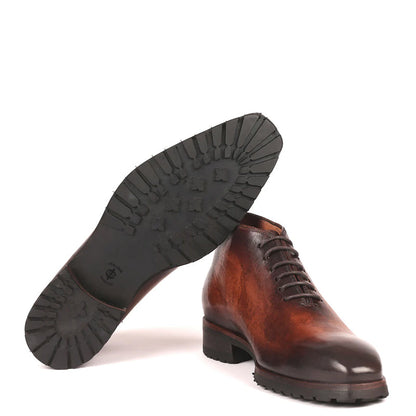 Classic Handmade Stylish Leather Ankle Boot Burgundy