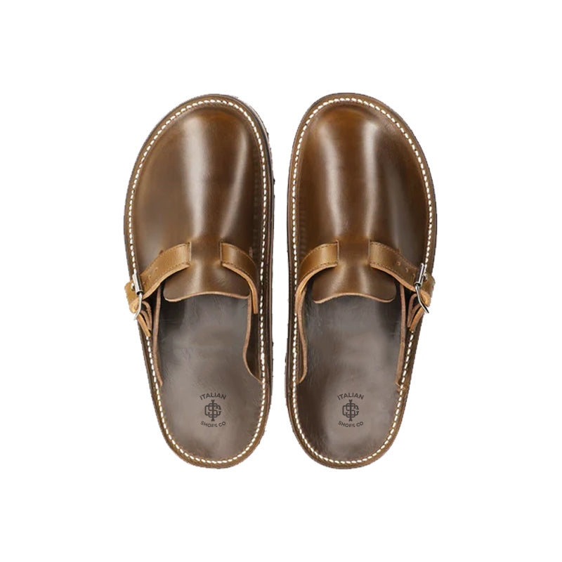 Buckle Clogs Slit Sandal Black