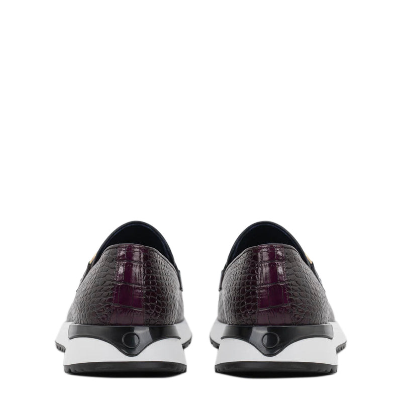 Crocodile Leather Loafer Men's Shoe Wine
