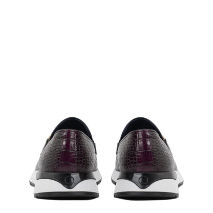 Crocodile Leather Loafer Men's Shoe Wine
