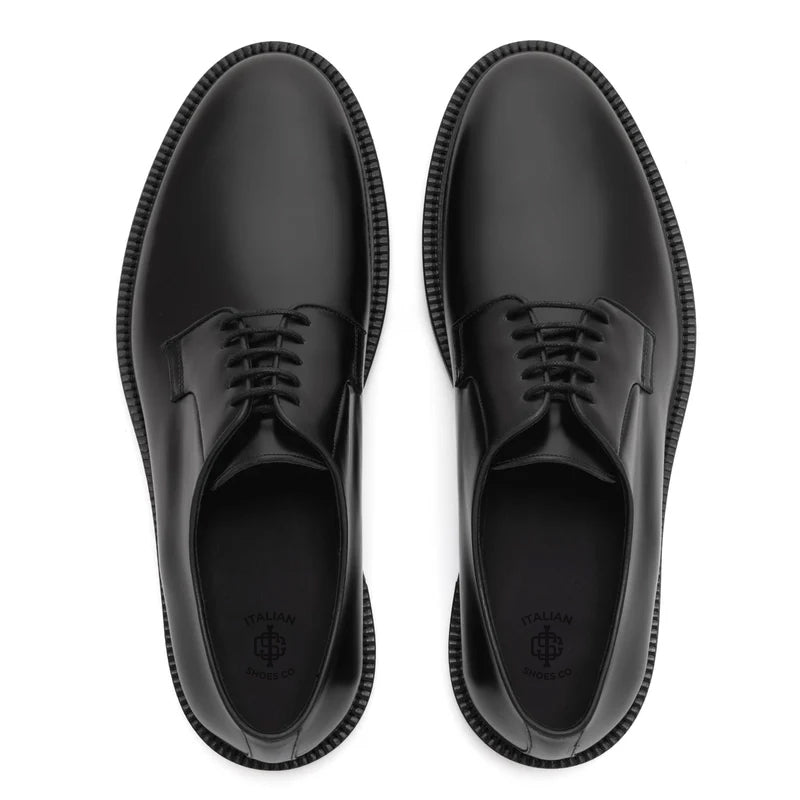 Premium Lace-Up Leather Derby Black Shoe