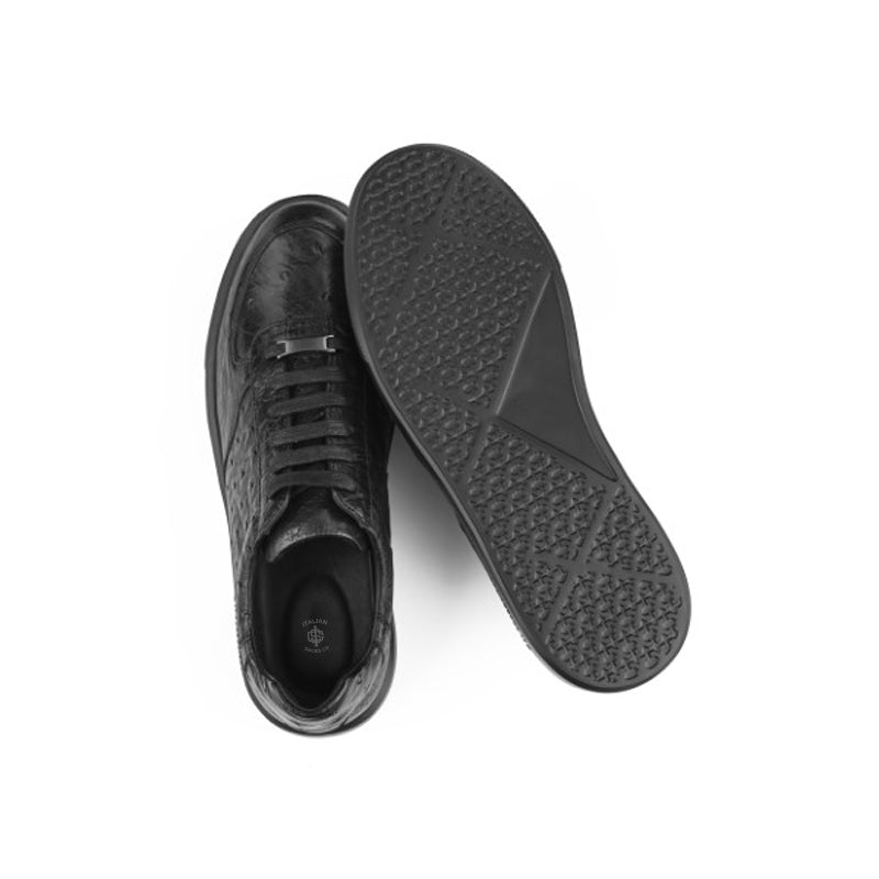 Premium Exotic Leather Black Sneaker