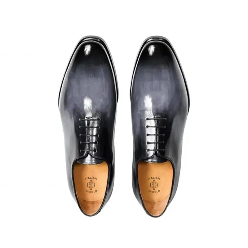 Classic Plain Solid Shiny Leather Oxford Blue Shoe