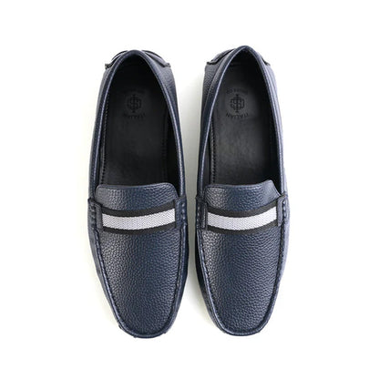 Classic Textured Leather Driving Black Loafer