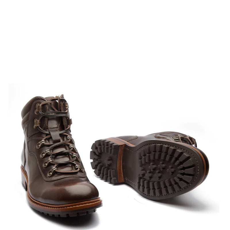 Leather Lace-Up Mid Top Ankle Brown Boot For Men