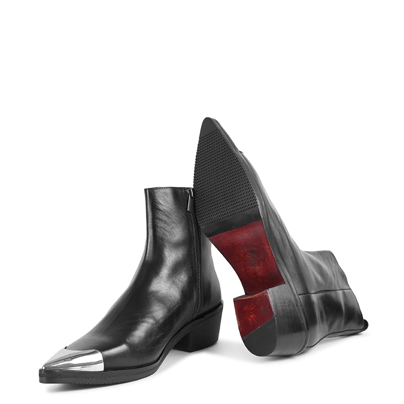 Luxury Premium Metal-Toe Leather Black Boot For Men