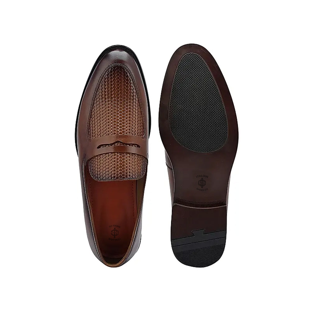 Men Handmade Textured Leather Formal Black Loafer