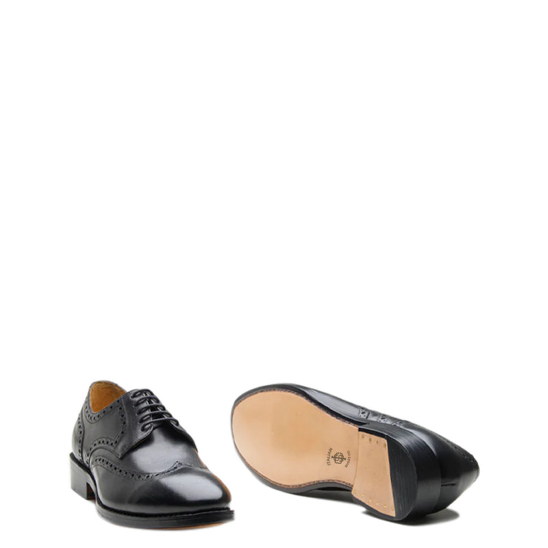 Men Wingtip Leather Formal Derby Black Shoe