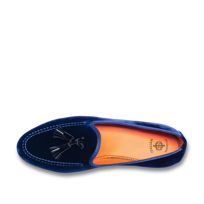 Suede Andrea Velvet Leather Tassel Blue Loafer
