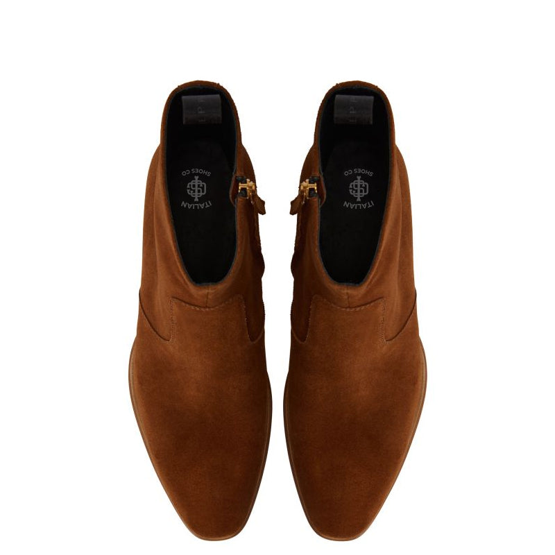 Handmade Suede Leather Side Zipper Ankle Black Boot