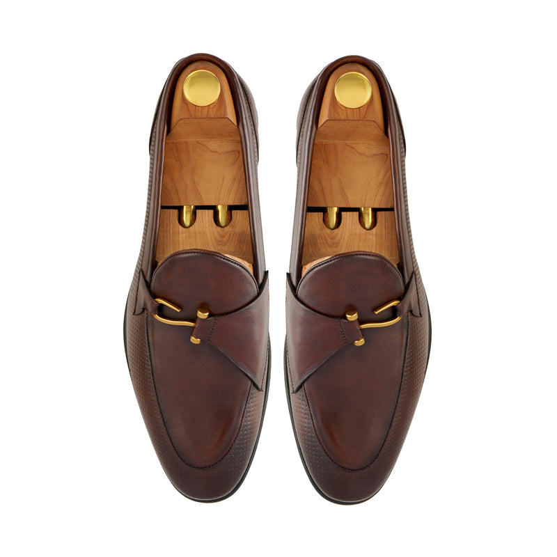 Classic Side Hook Leather Brown Loafer