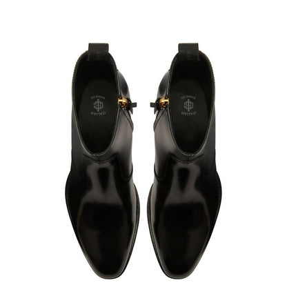 Patent Leather Cuban Side-Zip Ankle Boots