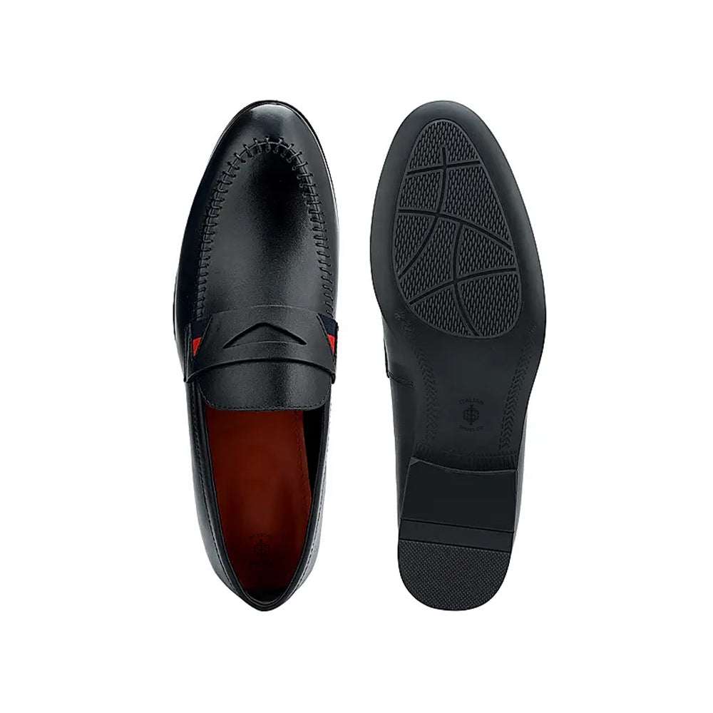 Men Round Toe Slip-On Leather Formal Black Loafer