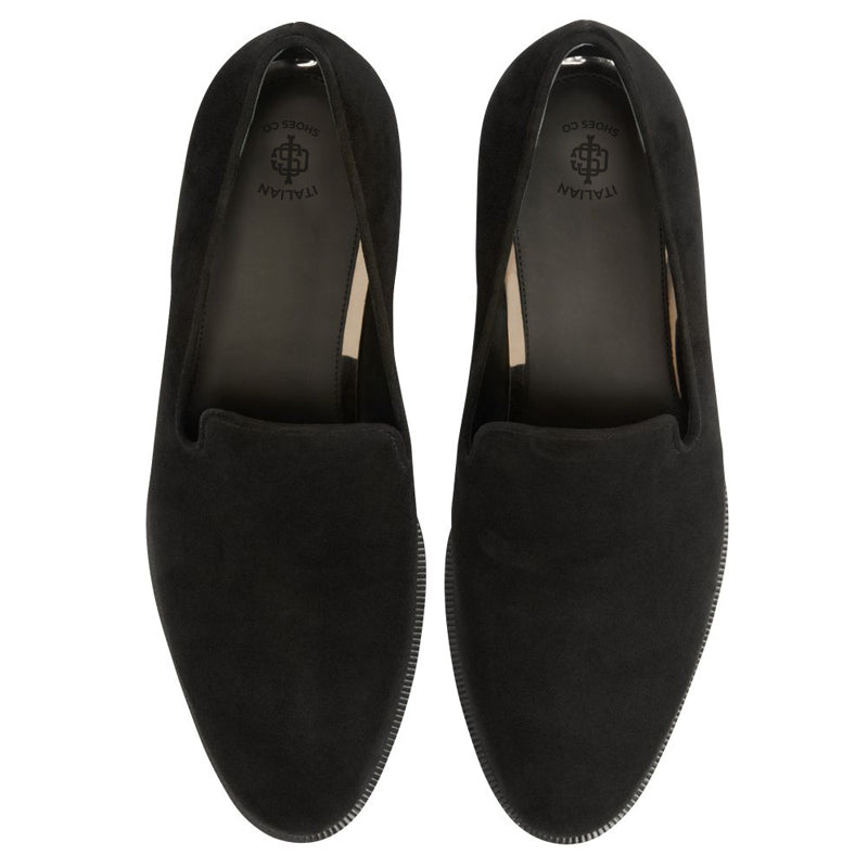 Men Classic Suede Pure Leather Black Loafer