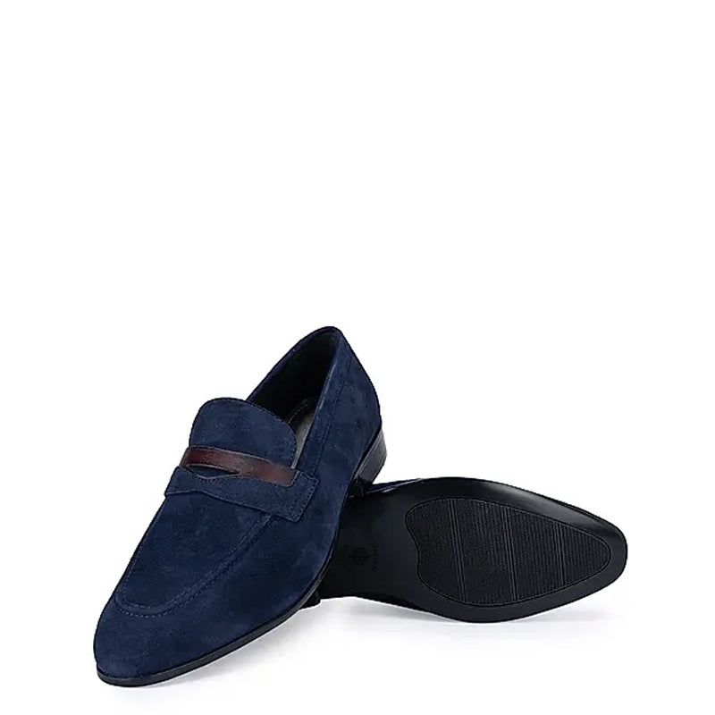 Classic Suede Penny Leather Formal Blue Loafer