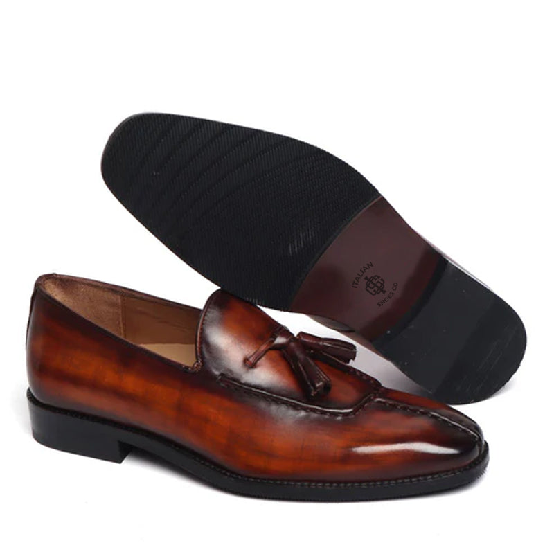 Handmade Leather Slip-On Formal Red Tassel Loafer