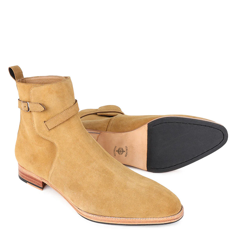 Men Suede Handmade Leather Jodhpur Ankle Boot Beige