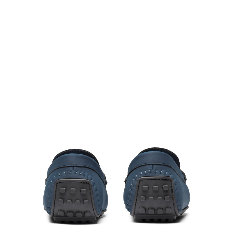 Heritage-Style Suede Moc Toe Penny Loafer Blue