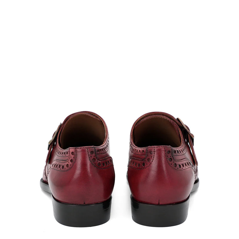 Leather Single Monk Strap Tan Shoe For Men