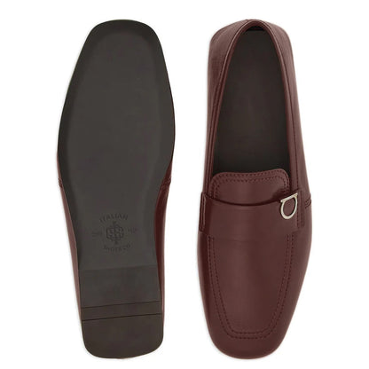 Black Plaque Leather Loafers