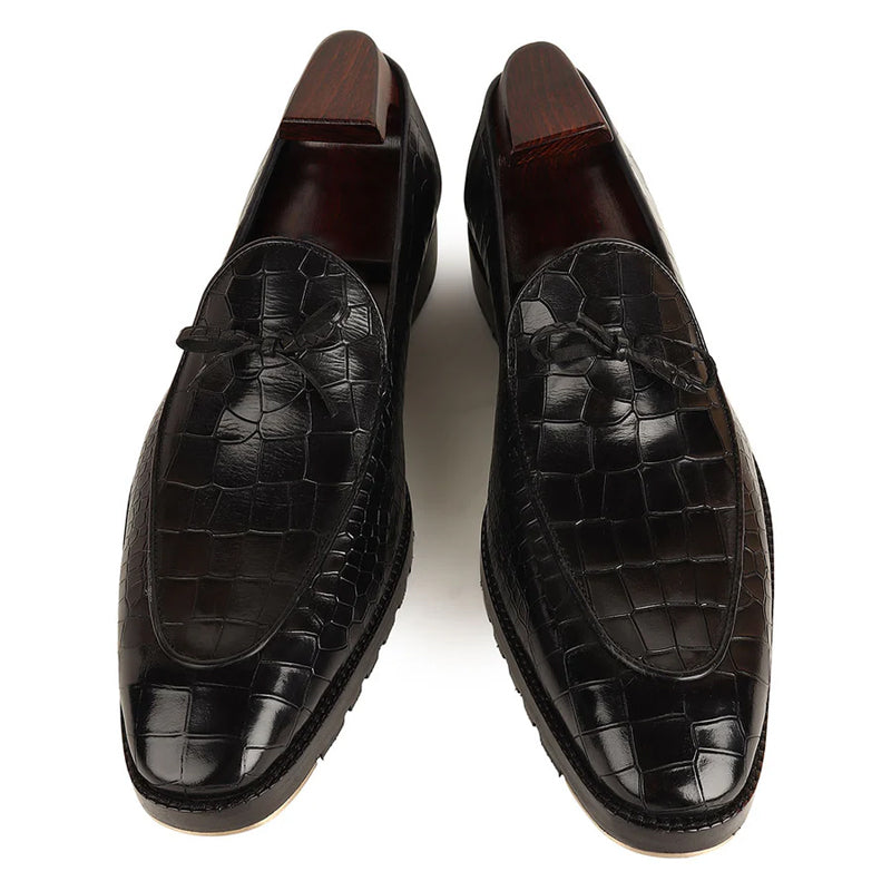 Men Croco Textured Leather Formal Loafers