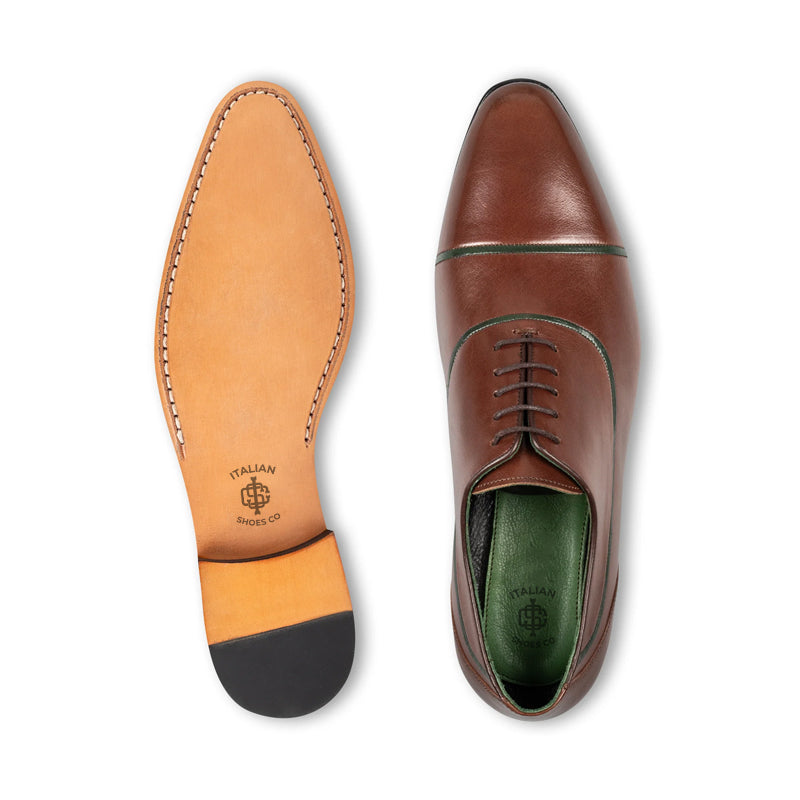 Premium Shiny Leather Lace-Up Formal Oxford Green Shoe