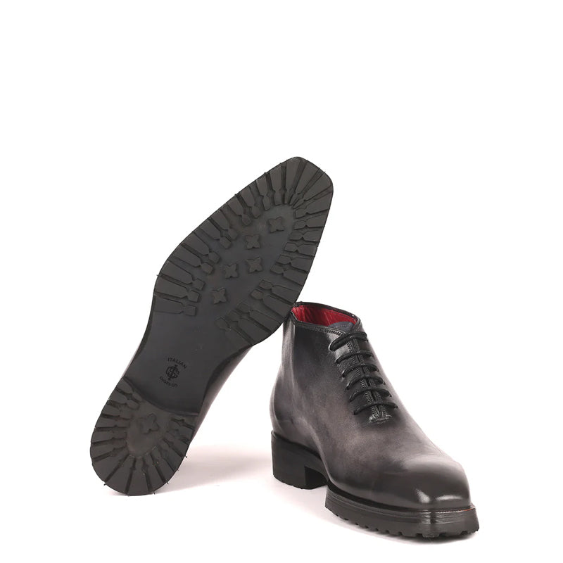 Men Custom Handmade Leather Ankle Boot Grey
