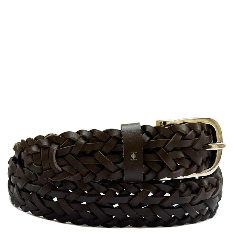 Pelle di Vitello Leather Belt Wide Braided
