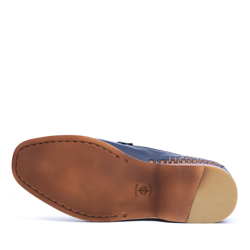 Men Slip-On Leather Tassel Loafer Blue