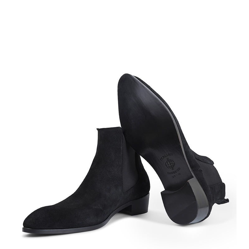 Men Black Suede Leather Plain Chelsea Boots
