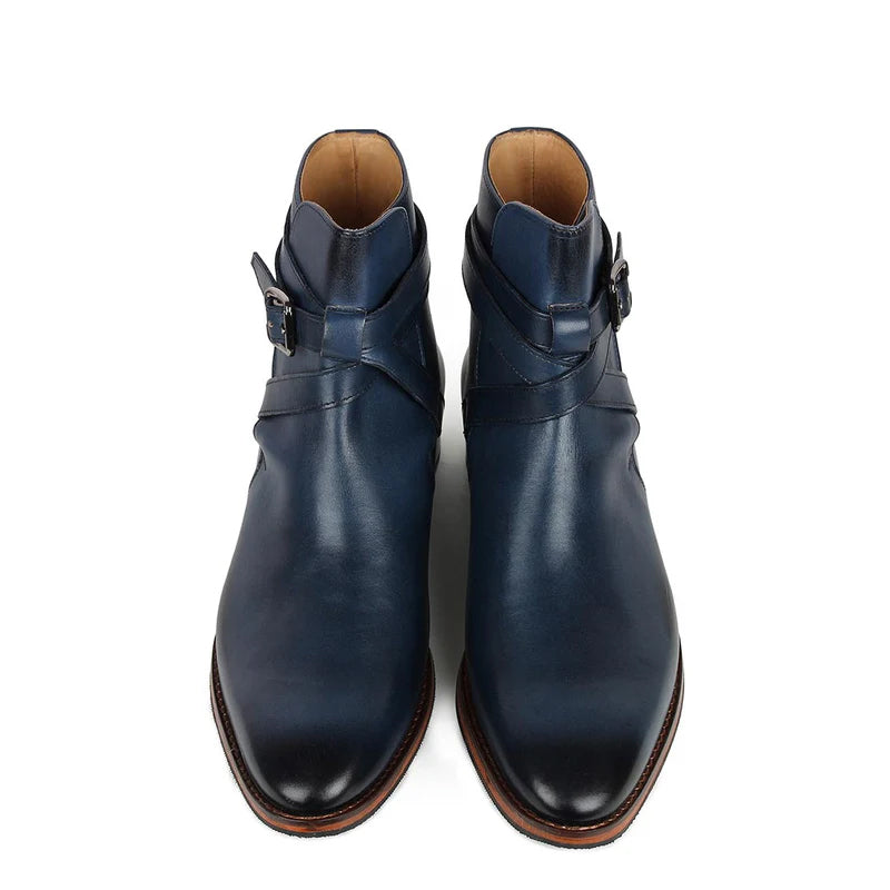 Leather Jodhpuri Chukka Boots With Buckle