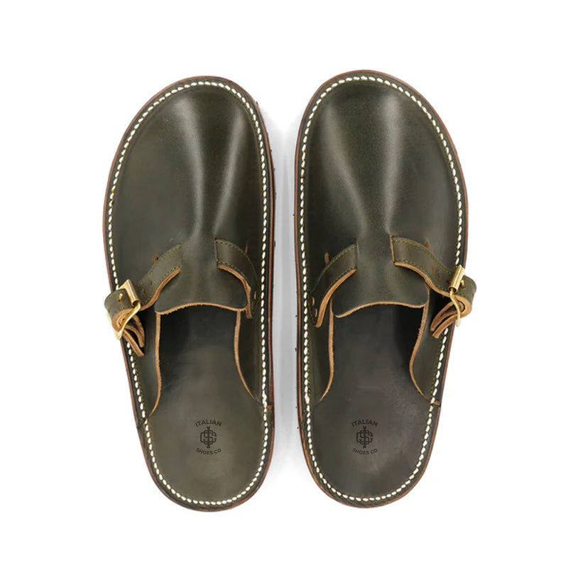 Buckle Clogs Slit Sandal Tan