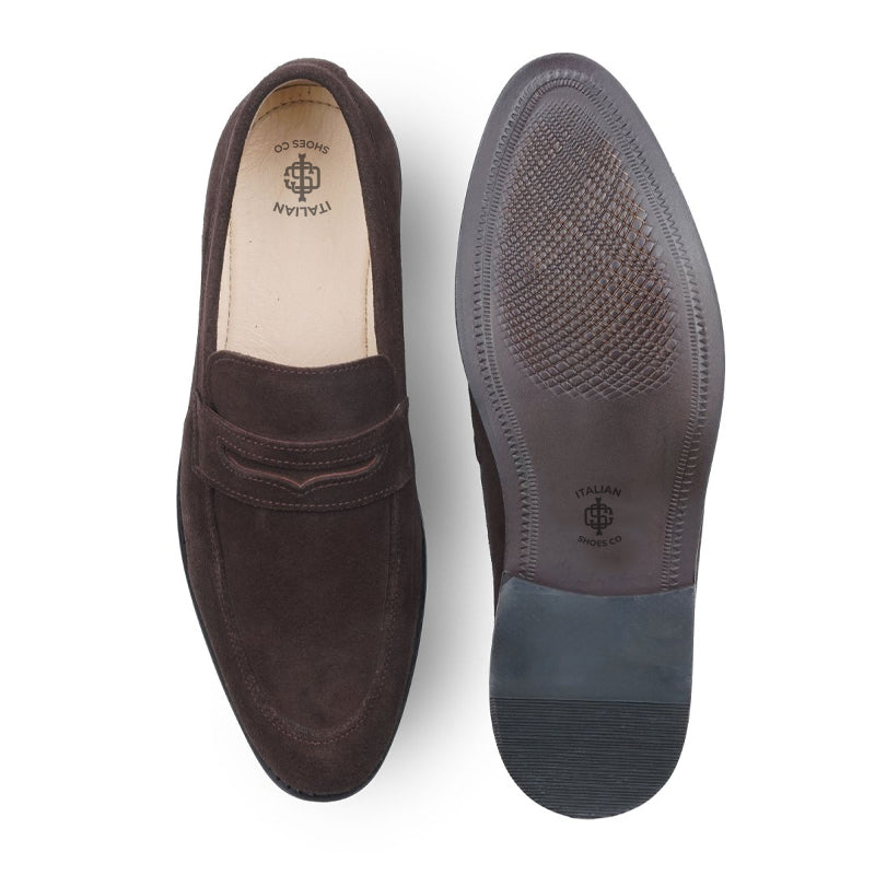 Men Suede Casual Penny Leather Brown Loafer