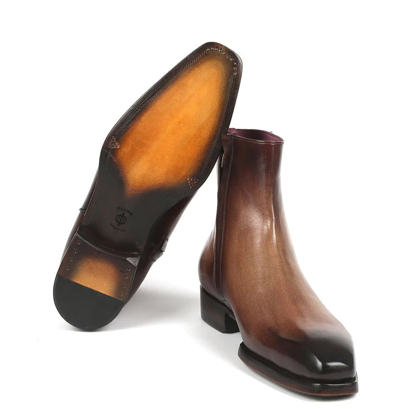 Pure Solid Leather Handmade Side-Zipper Boots