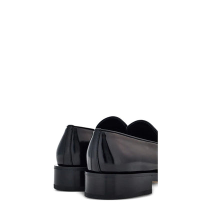 Men Silver Toe Solid Leather Loafers