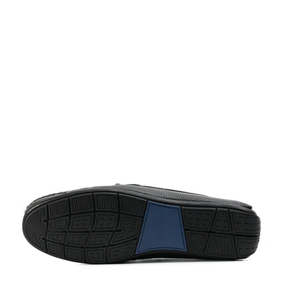 Classic Textured Leather Driving Blue Loafer