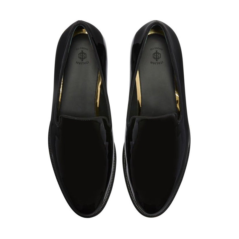Men Classic Patent Shiny Leather Black Loafer