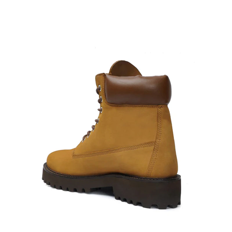 Suede Leather Lace-Up Biker Tan Boot