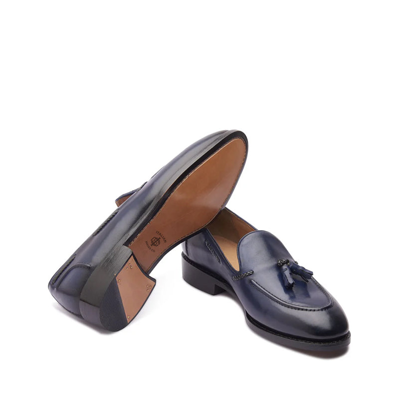 Premium Leather Slip-On Tassel Loafer Navy