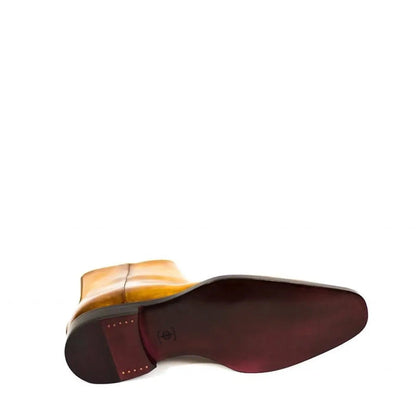 Men Solid Shiny Leather Side-Zipper Black Boot