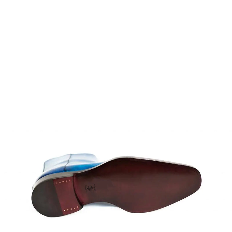 Men Solid Shiny Leather Side-Zipper Black Boot