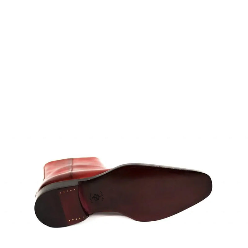 Men Solid Shiny Leather Side-Zipper Black Boot