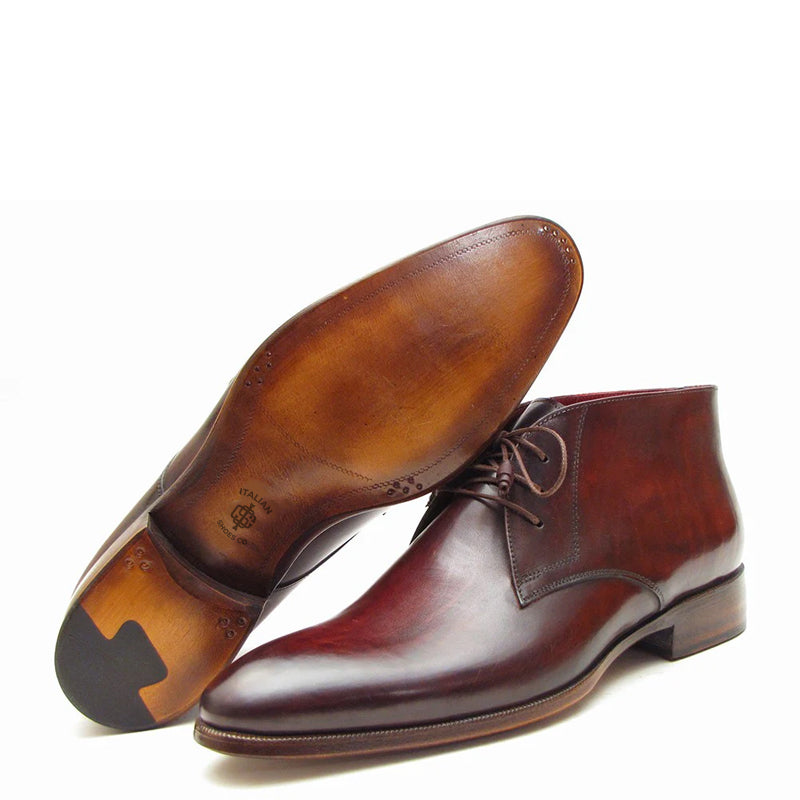 Classic Handmade Plain Toe Leather Chukkas Boots