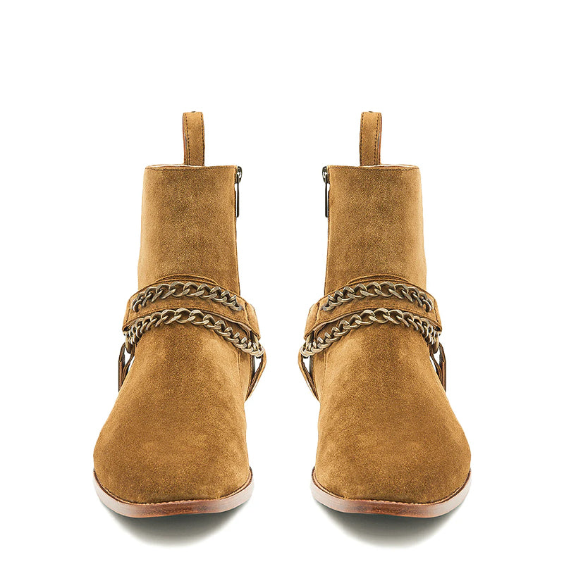 Italian Suede Leather Boots With Chain